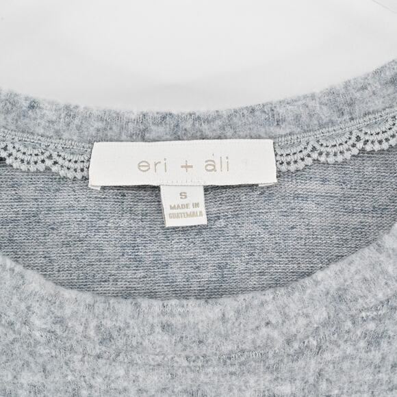 NWOT Anthropologie Sweater Eri Ali Sasha Hacci Top Gray SOFT Ruffle Cozy Size S - Picture 4 of 12